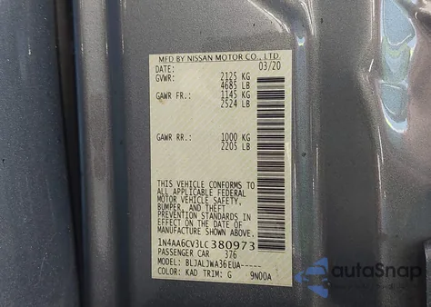 2020 Nissan Maxima Sv Xtronic Cvt from USA, damaged, VIN 1N4AA6CV3LC380973